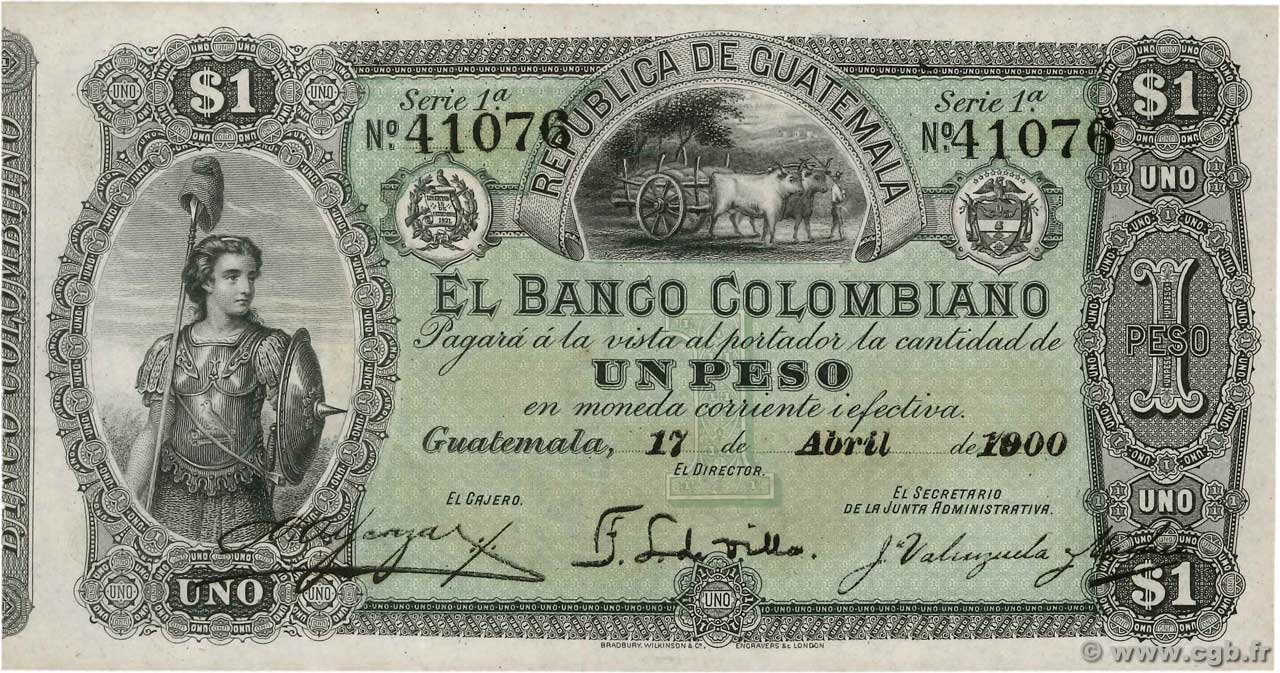 1 Peso GUATEMALA  1900 PS.121b SC+