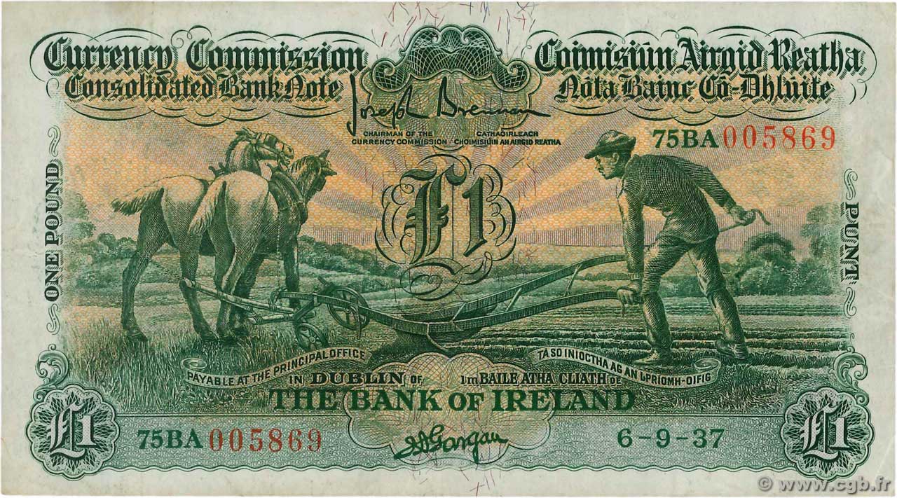 1 Pound IRELAND REPUBLIC  1937 P.008a F