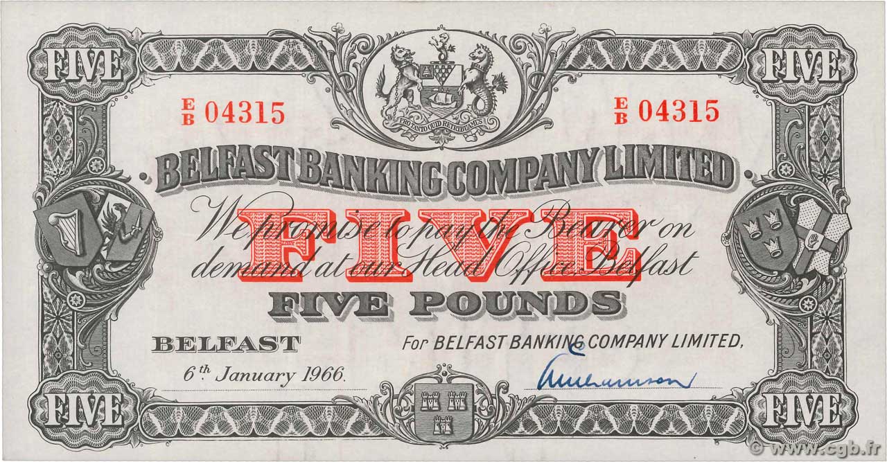5 Pounds IRLANDE DU NORD  1966 P.127c pr.NEUF