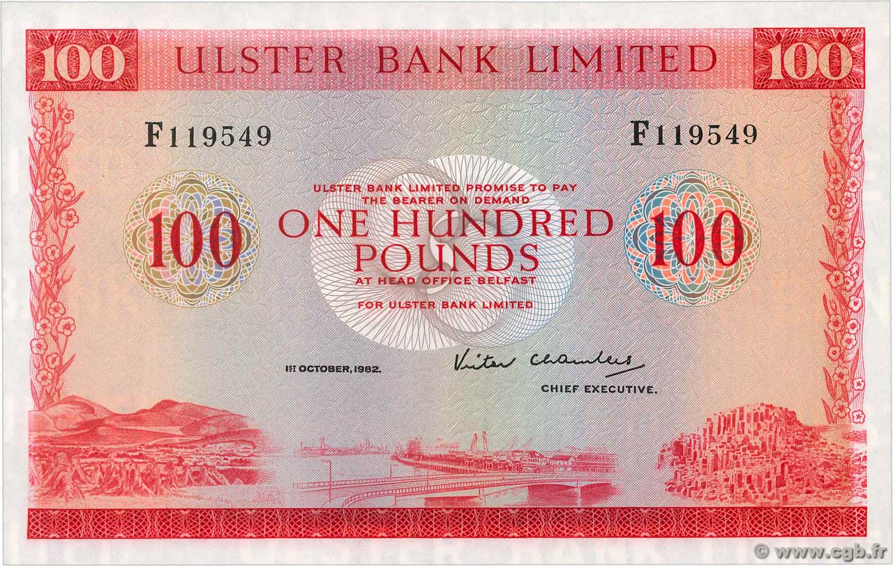 100 Pounds NORTHERN IRELAND  1982 P.330b UNC