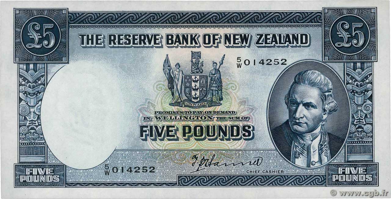 5 Pounds NUOVA ZELANDA
  1940 P.160a SPL