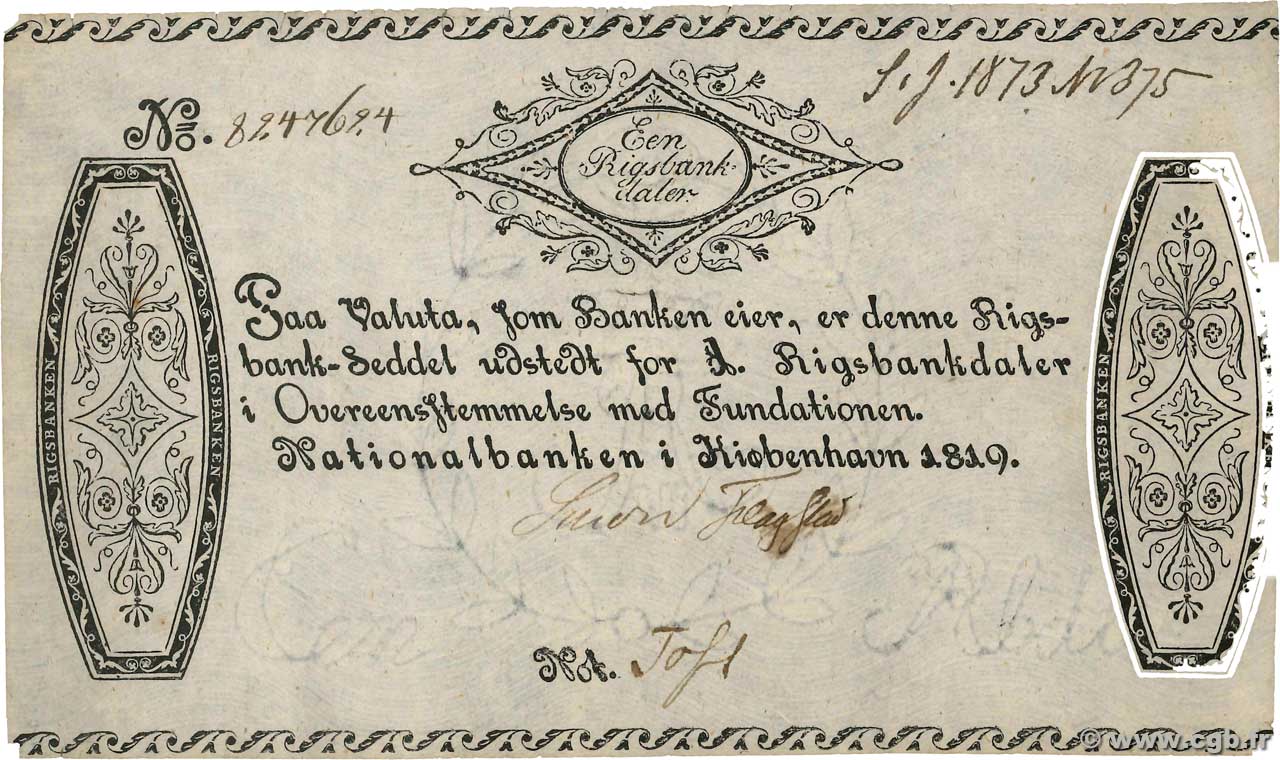 1 Rigsbankdaler DENMARK  1819 P.A53 VF