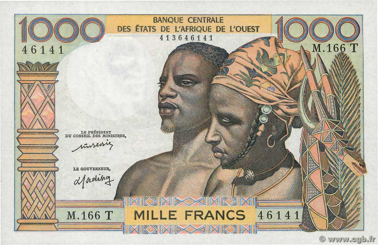 1000 Francs WEST AFRIKANISCHE STAATEN  1977 P.803Tm fST+