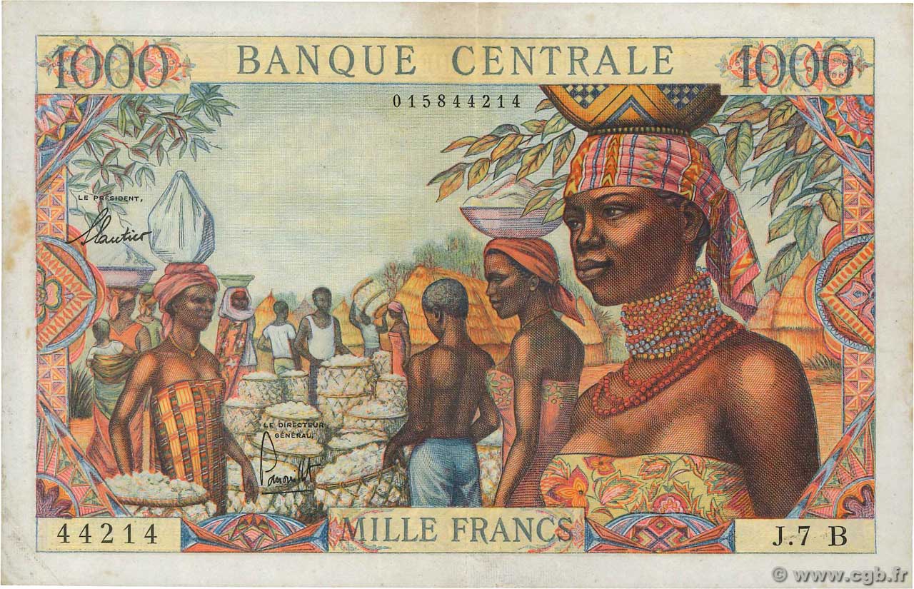 1000 Francs ÉTATS DE L AFRIQUE ÉQUATORIALE  1962 P.05f TTB