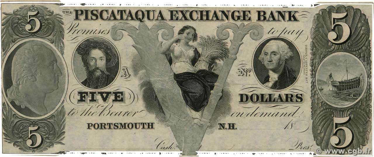 5 Dollars Non émis STATI UNITI D AMERICA Portsmouth 1862  FDC