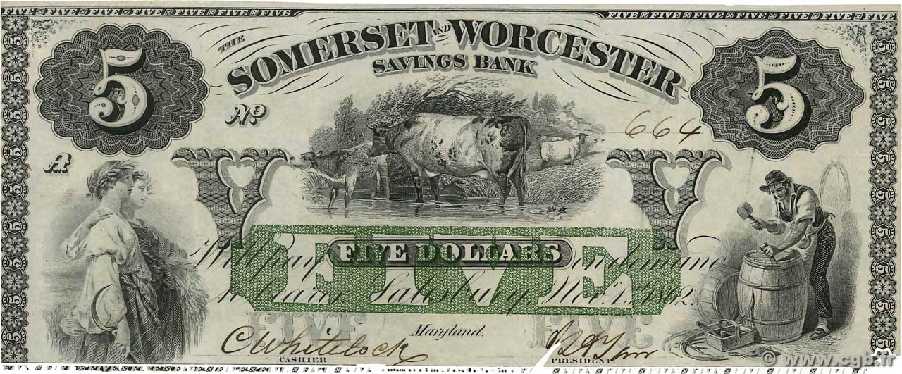 5 Dollars STATI UNITI D AMERICA Salisbury 1862  FDC