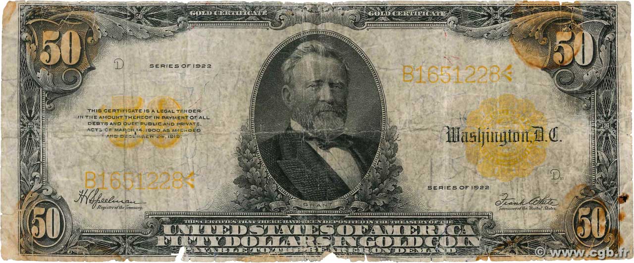 50 Dollars STATI UNITI D AMERICA  1922 P.276 q.B