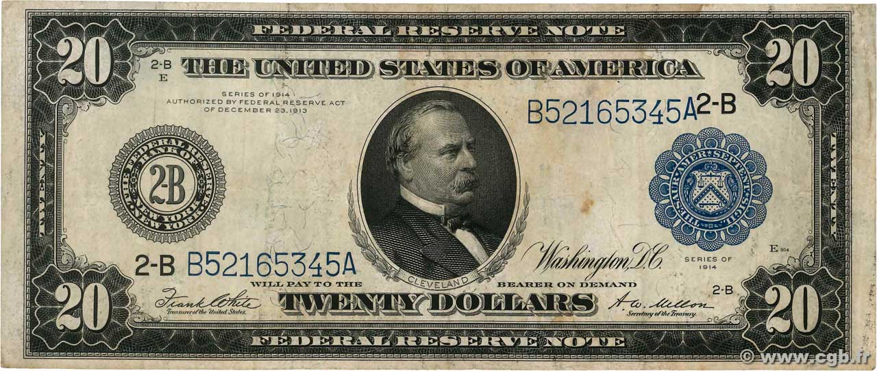 20 Dollars ÉTATS-UNIS D AMÉRIQUE New York 1914 P.361b TB