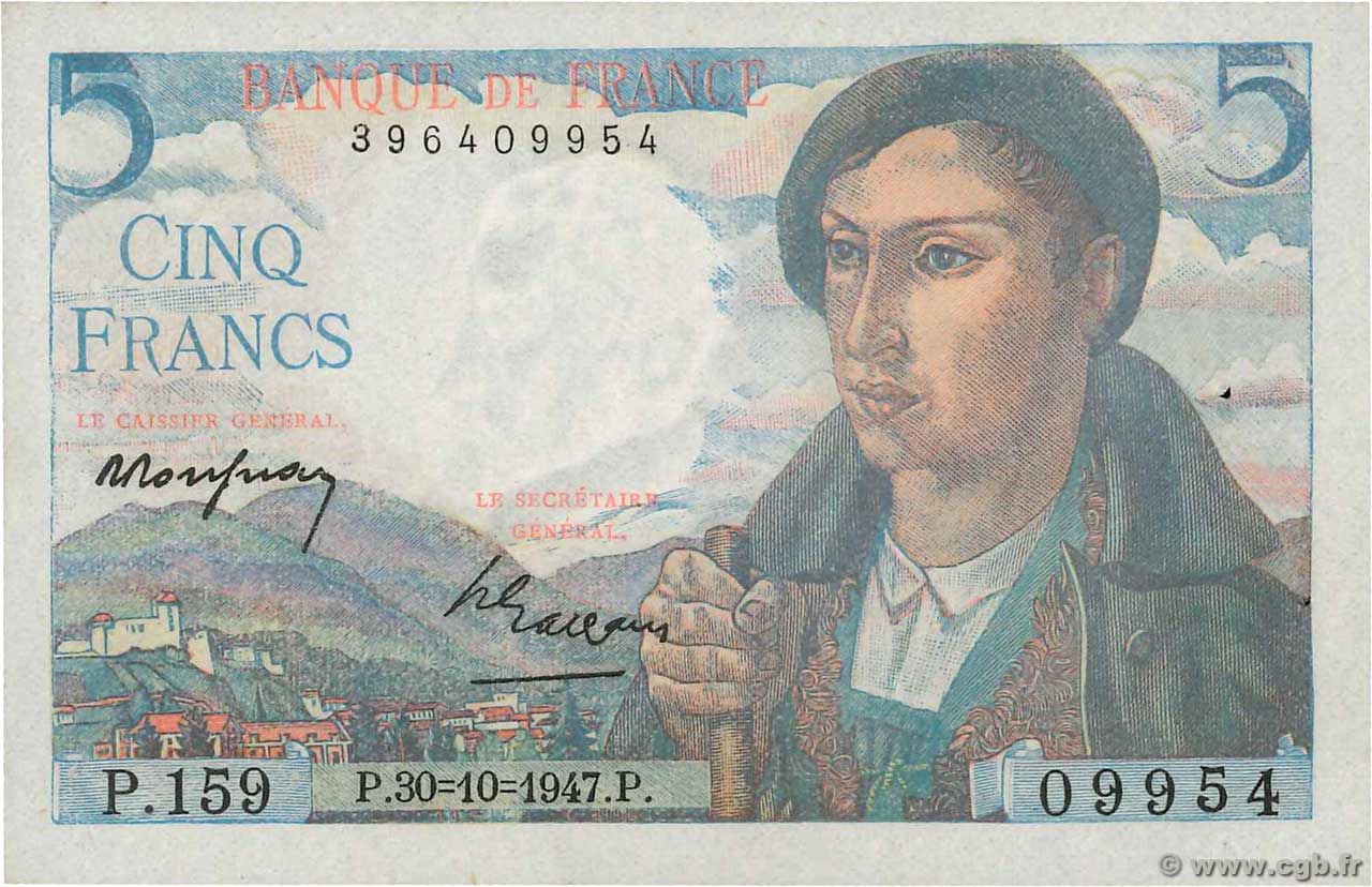 5 Francs BERGER FRANKREICH  1947 F.05.07a fST
