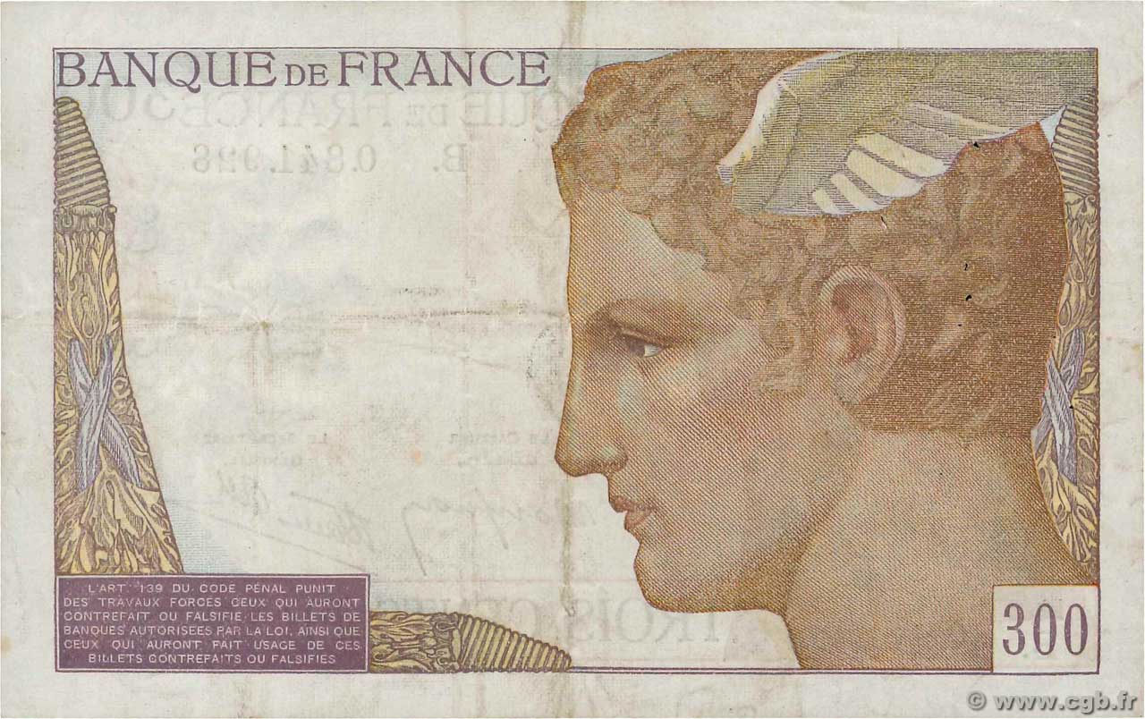 300 Francs FRANCE 1938 F.29.01 4400188 Billets