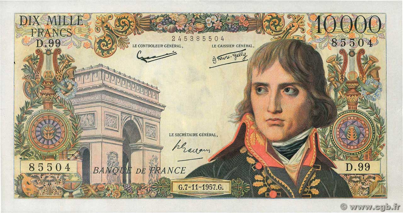 10000 Francs BONAPARTE FRANCE  1957 F.51.10 XF+