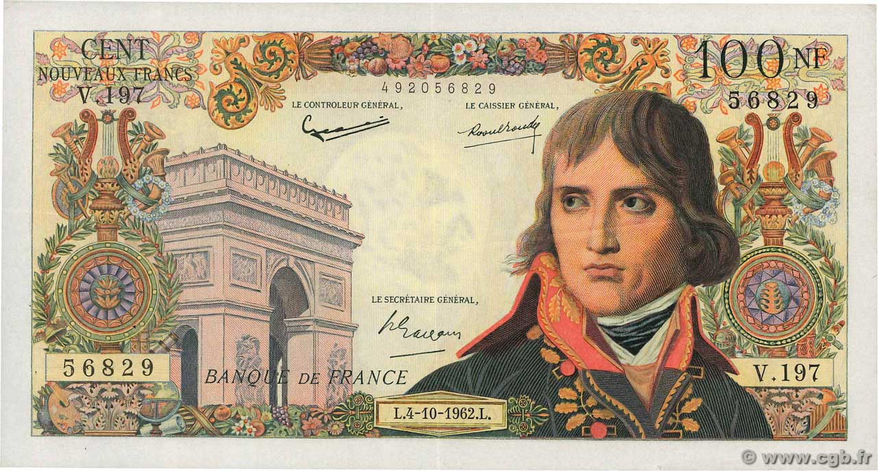 100 Nouveaux Francs BONAPARTE FRANCIA  1962 F.59.17 q.SPL