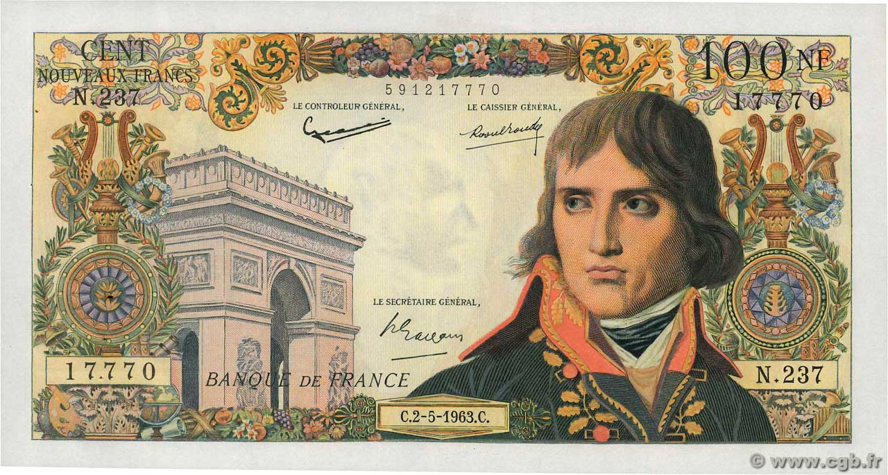 100 Nouveaux Francs BONAPARTE FRANKREICH  1963 F.59.21 VZ