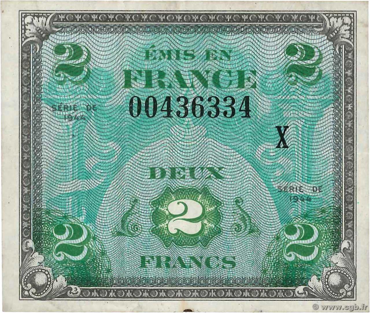 2 Francs DRAPEAU FRANCIA  1944 VF.16.03 MBC