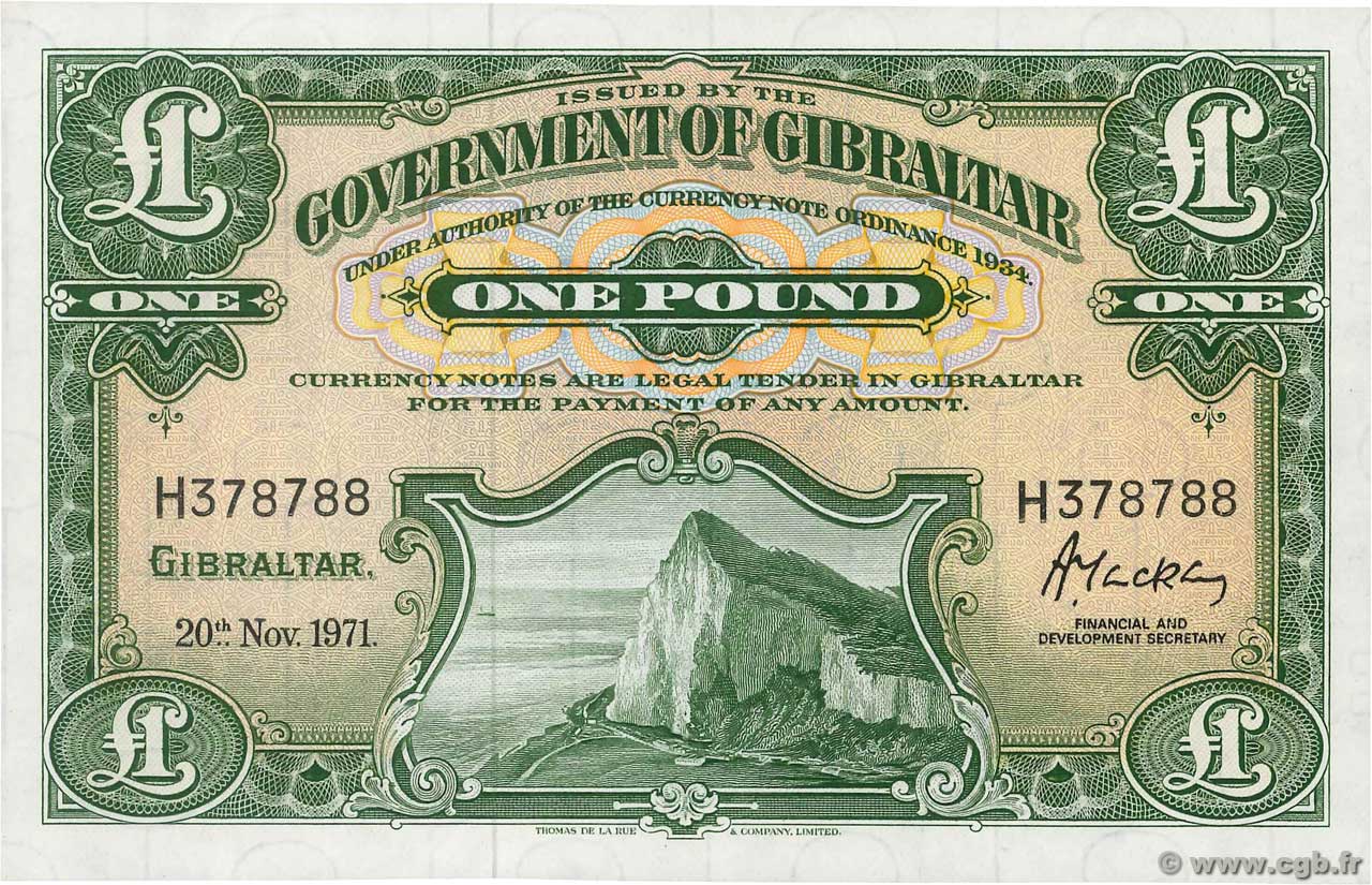 1 Pound GIBRALTAR  1971 P.18b UNC