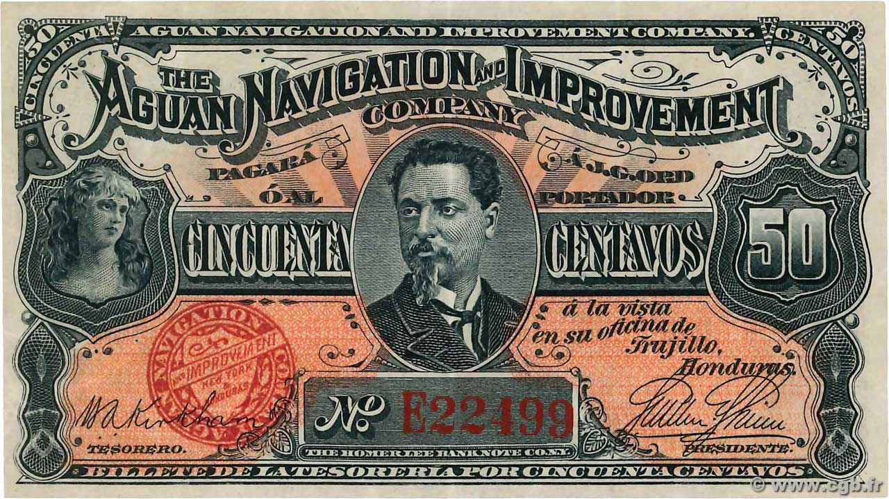 50 Centavos HONDURAS  1886 PS.101 VZ+