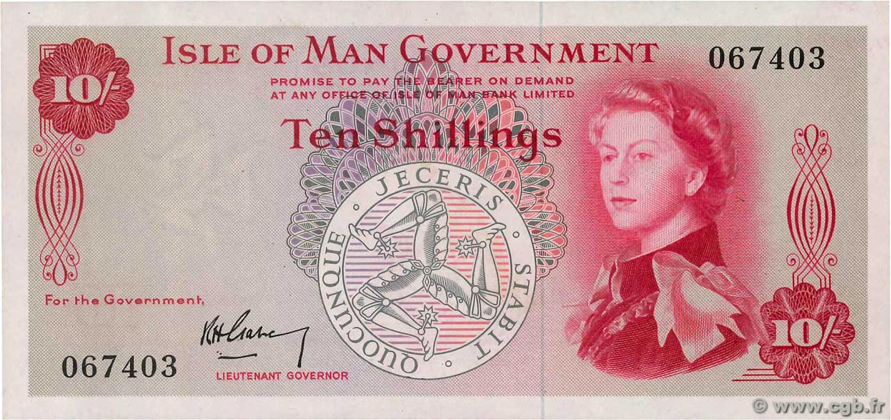 10 Shillings ISLE OF MAN  1961 P.24a UNC