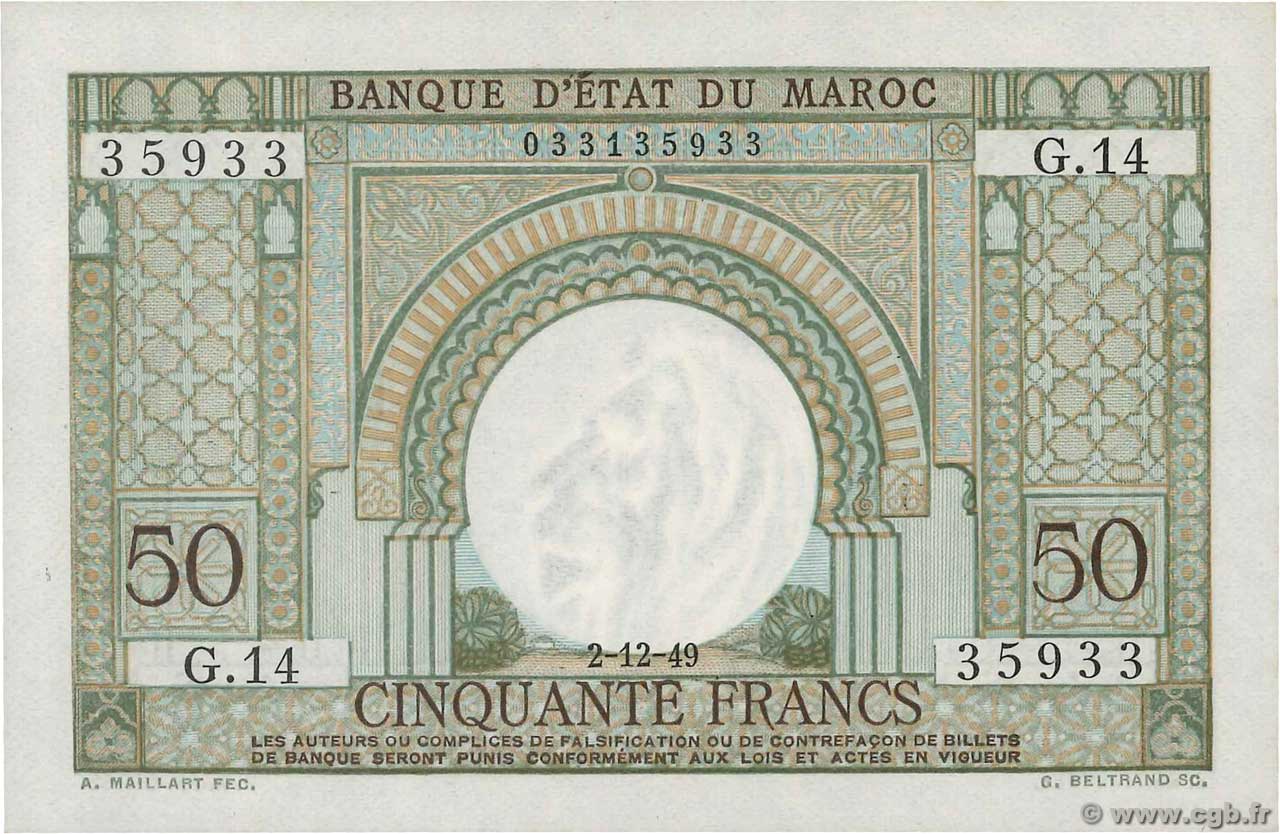 50 Francs MARUECOS  1949 P.44 FDC