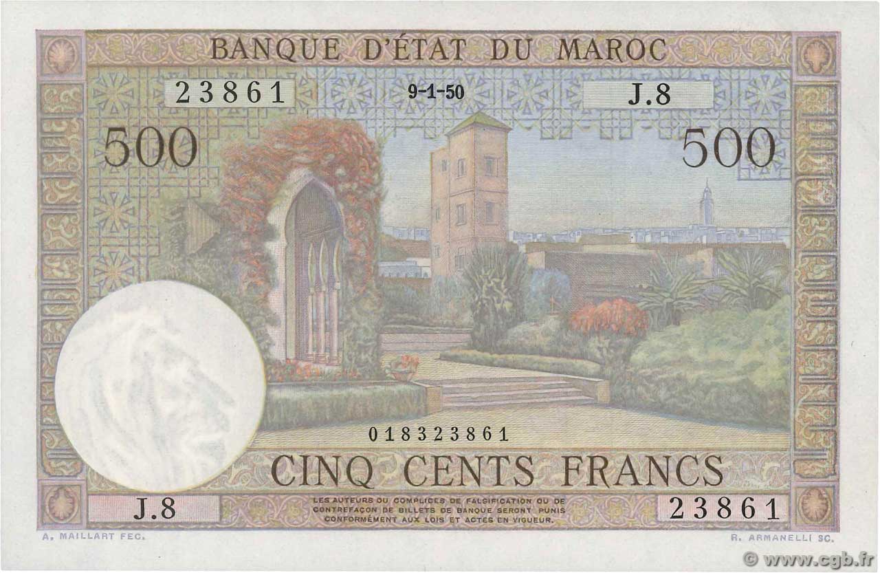 500 Francs MAROC  1956 P.46 SPL