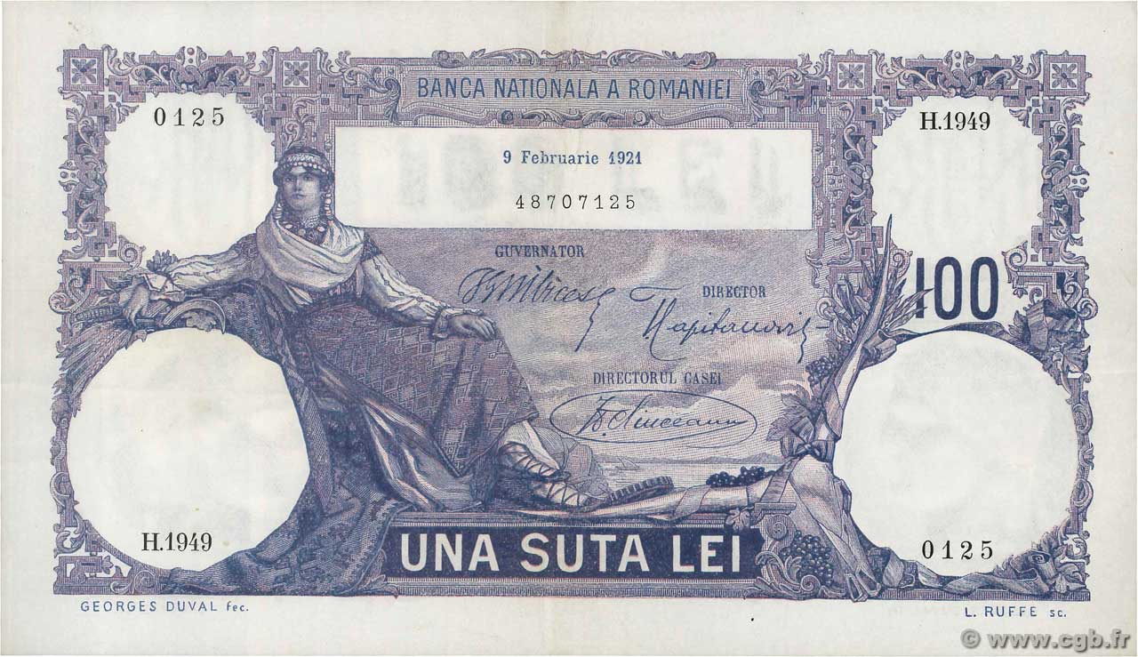 100 Lei ROMANIA  1921 P.021a XF-