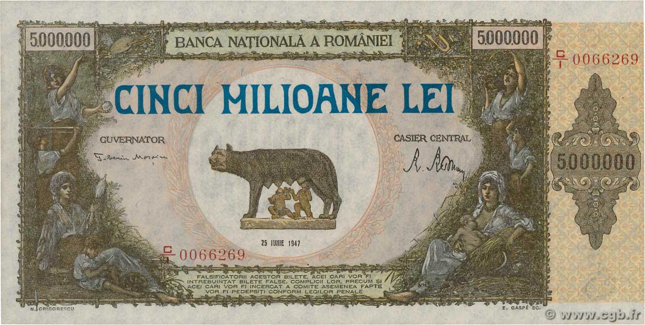5000000 Lei RUMANIA  1947 P.061a SC+