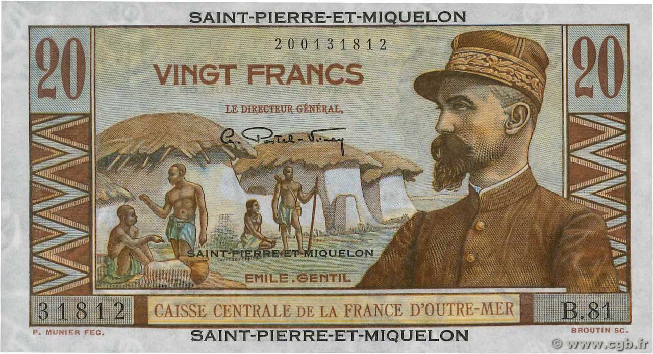 20 Francs Émile Gentil SAINT PIERRE ET MIQUELON  1946 P.24 NEUF