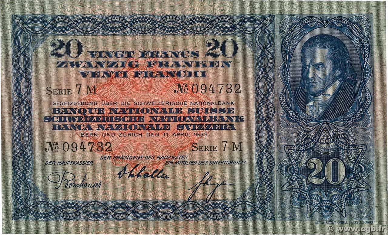 20 Francs SUISSE  1935 P.39e SC