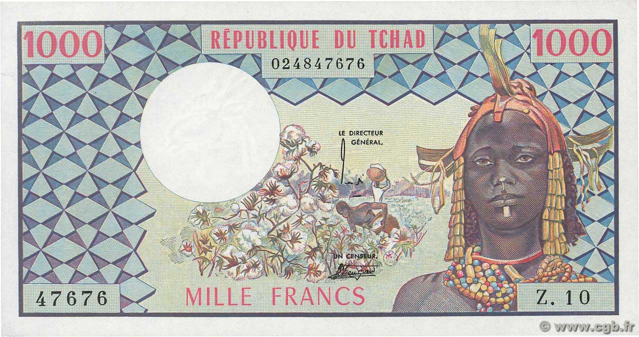 1000 Francs TSCHAD  1978 P.03b fST+