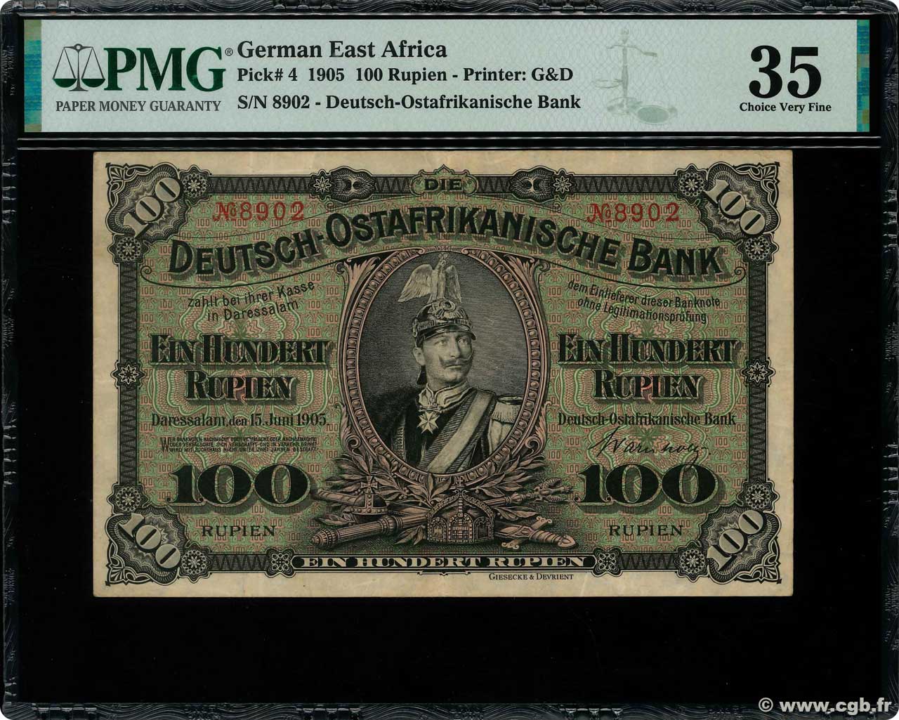 100 Rupien AFRIQUE DE L EST occ. ALLEMANDE  1905 P.04 TTB
