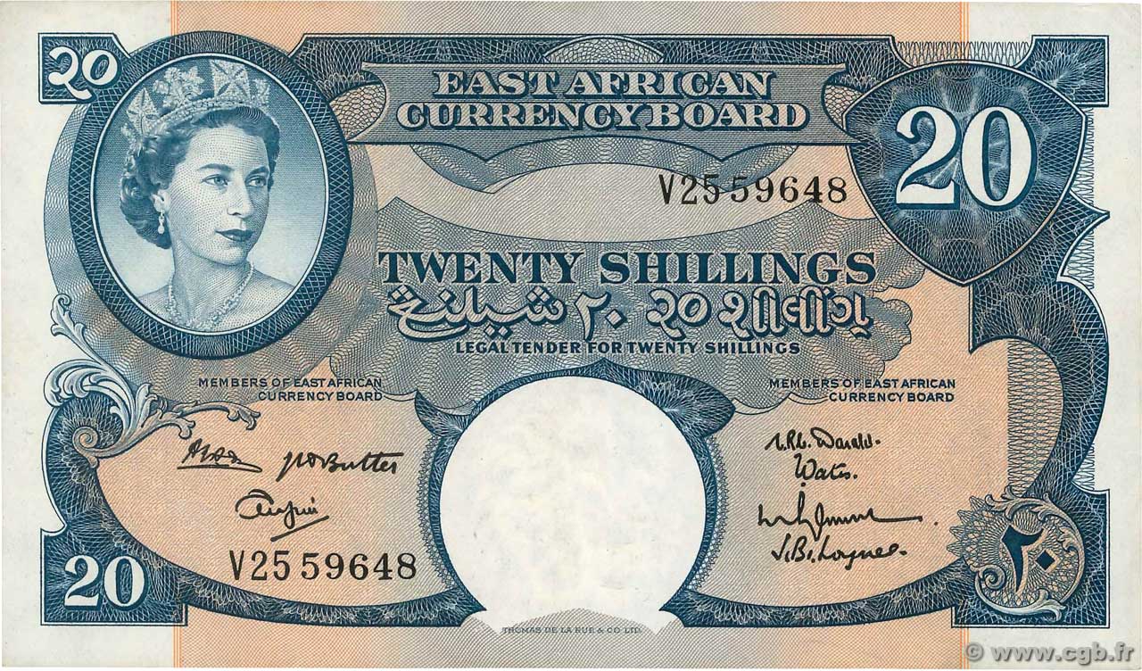 20 Shillings ÁFRICA ORIENTAL BRITÁNICA  1962 P.43b SC