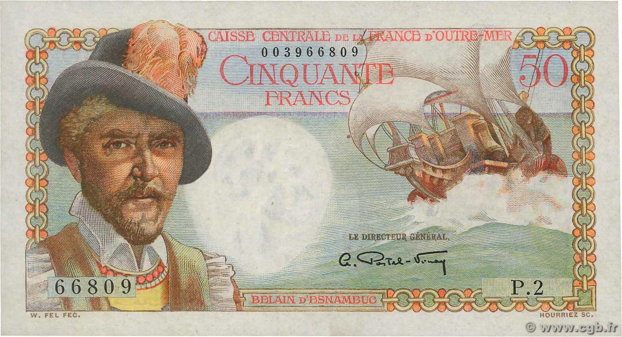 50 Francs Belain d Esnambuc AFRIQUE ÉQUATORIALE FRANÇAISE  1946 P.23 SPL+