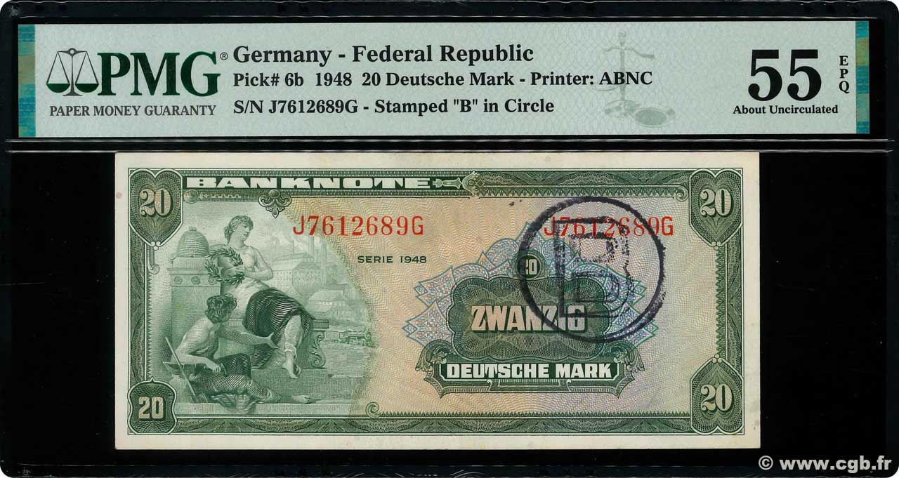 20 Deutsche Mark GERMAN FEDERAL REPUBLIC  1948 P.06b SC