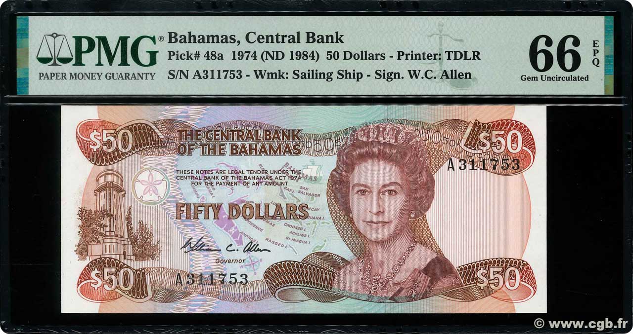 50 Dollars BAHAMAS  1984 P.48a ST