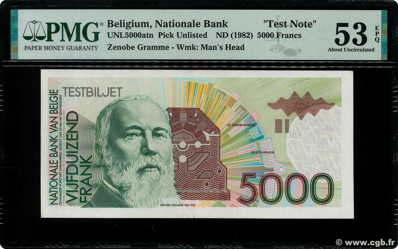 5000 Francs Test Note BÉLGICA  1992 P.- EBC+