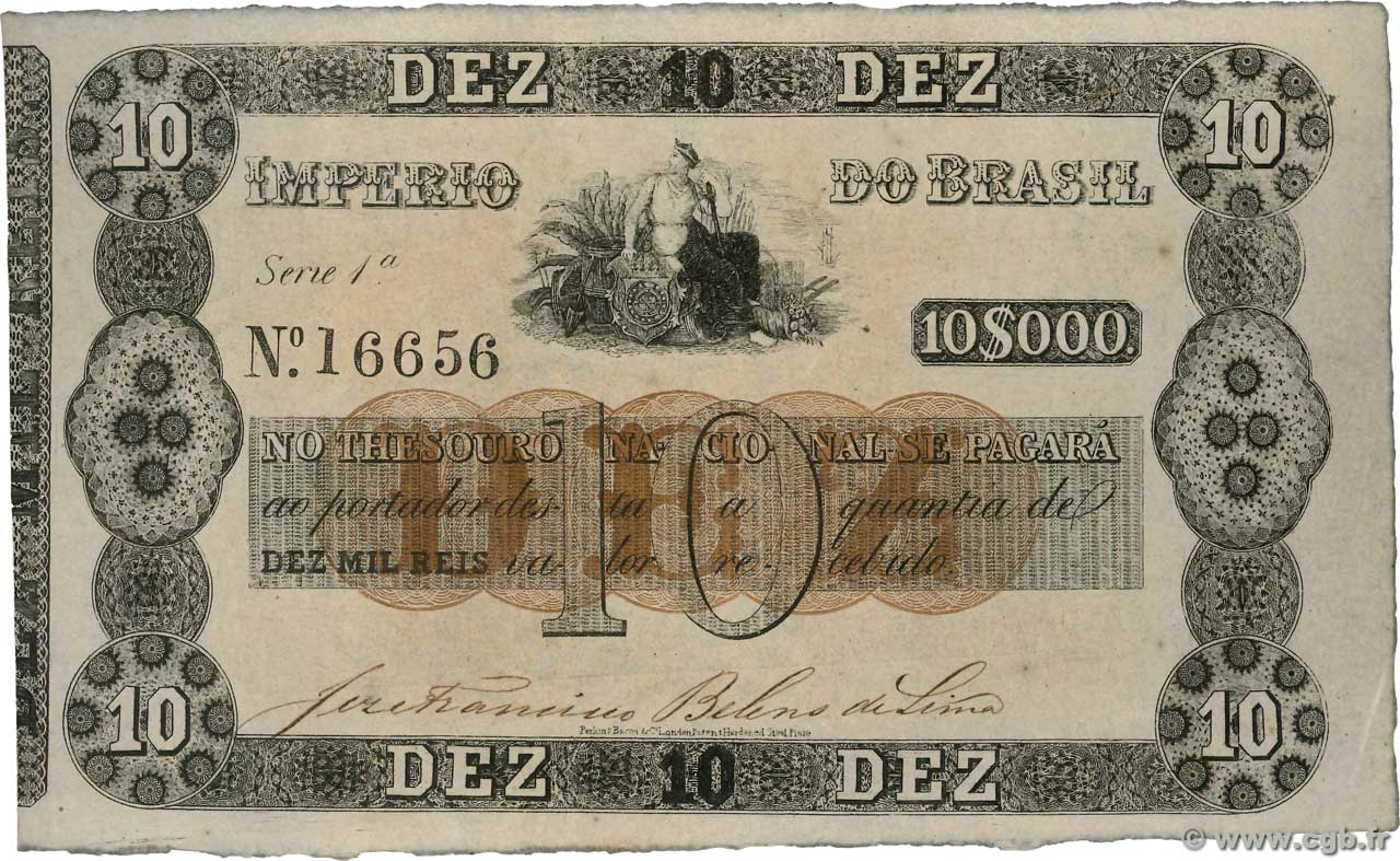 10 Mil Reis Faux BRASIL  1867 P.A231x SC