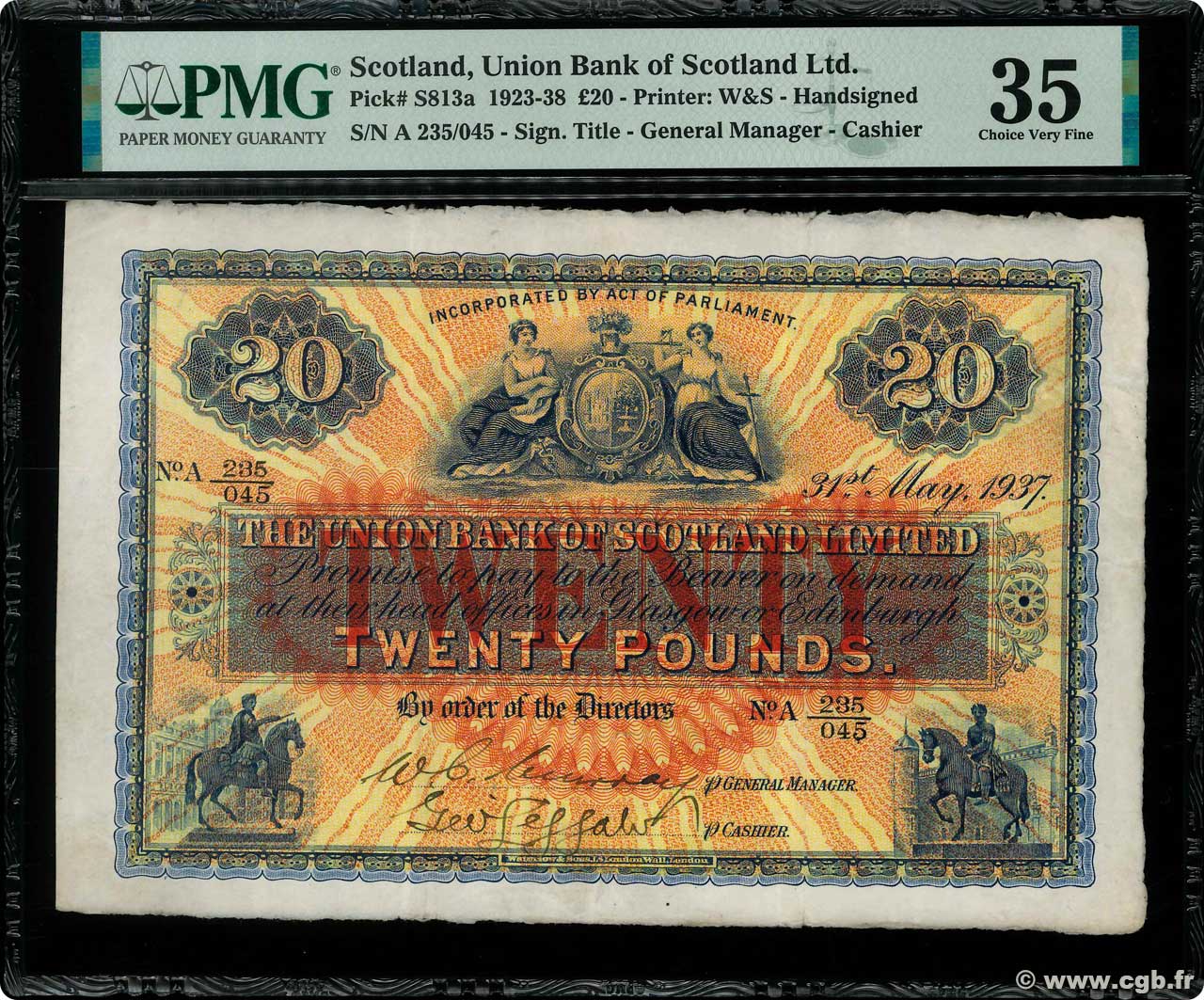 20 Pounds SCOTLAND  1937 PS.813a VF+