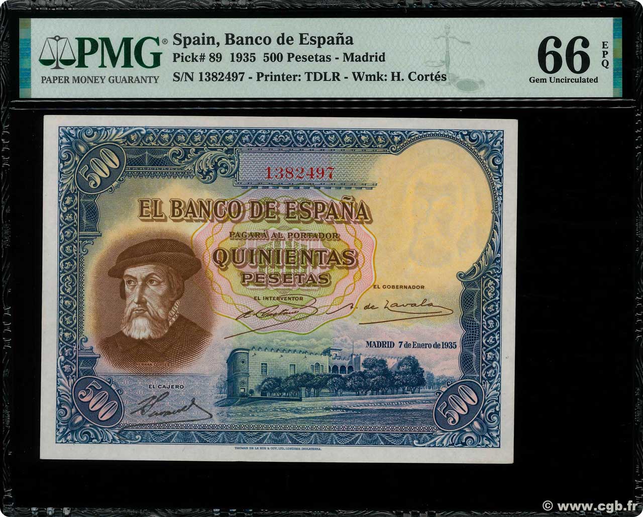 500 Pesetas SPAIN  1935 P.089 UNC