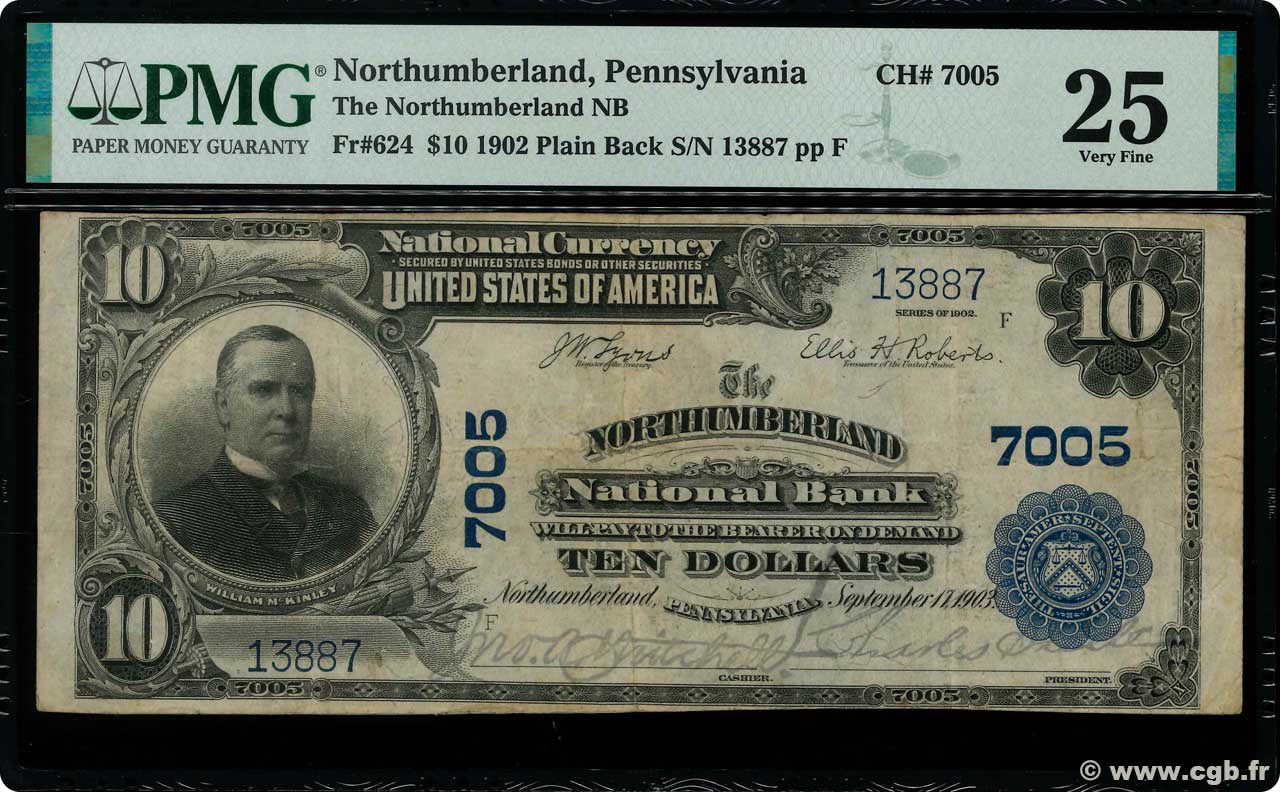 10 Dollars STATI UNITI D AMERICA Northumberland 1902 Fr.624 BB