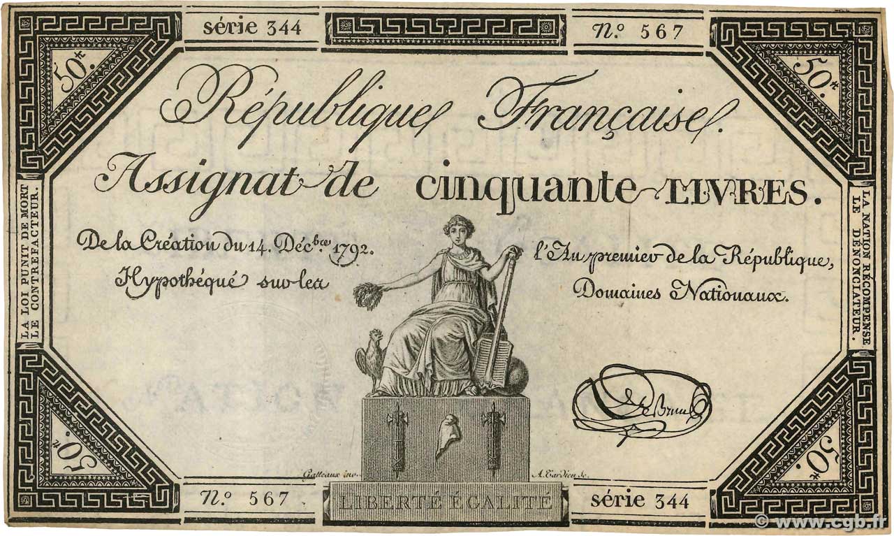 50 Livres FRANCIA  1792 Ass.39a SPL