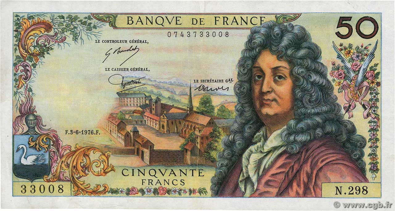 50 Francs RACINE FRANCIA  1976 F.64.33a BB