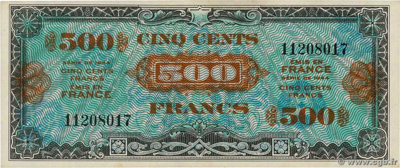500 Francs DRAPEAU FRANCIA  1944 VF.21.01 EBC