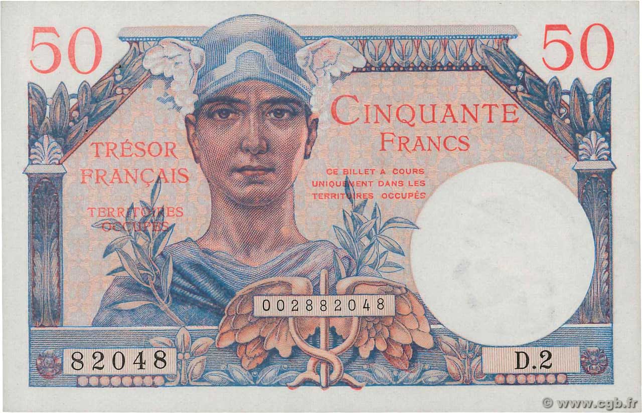 50 Francs TRÉSOR FRANÇAIS FRANCE  1947 VF.31.02 pr.SPL