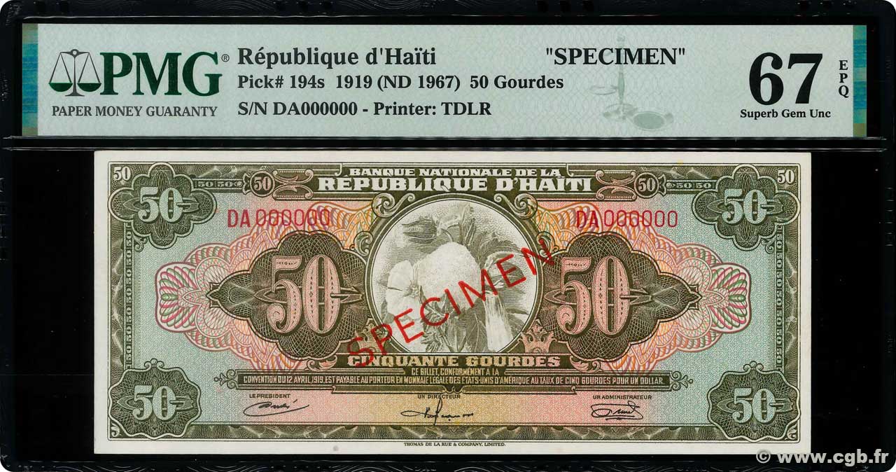 50 Gourdes Spécimen HAÏTI  1967 P.194s ST