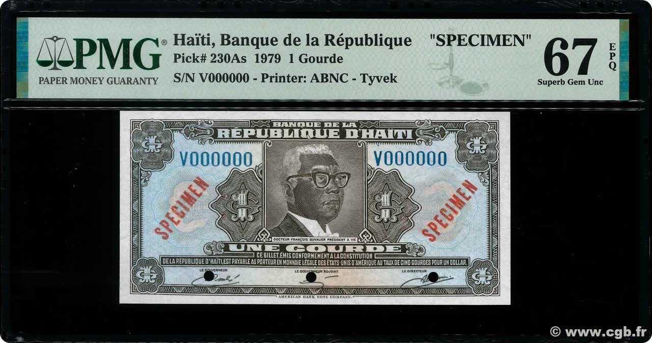 1 Gourde Spécimen HAITI  1980 P.230As UNC