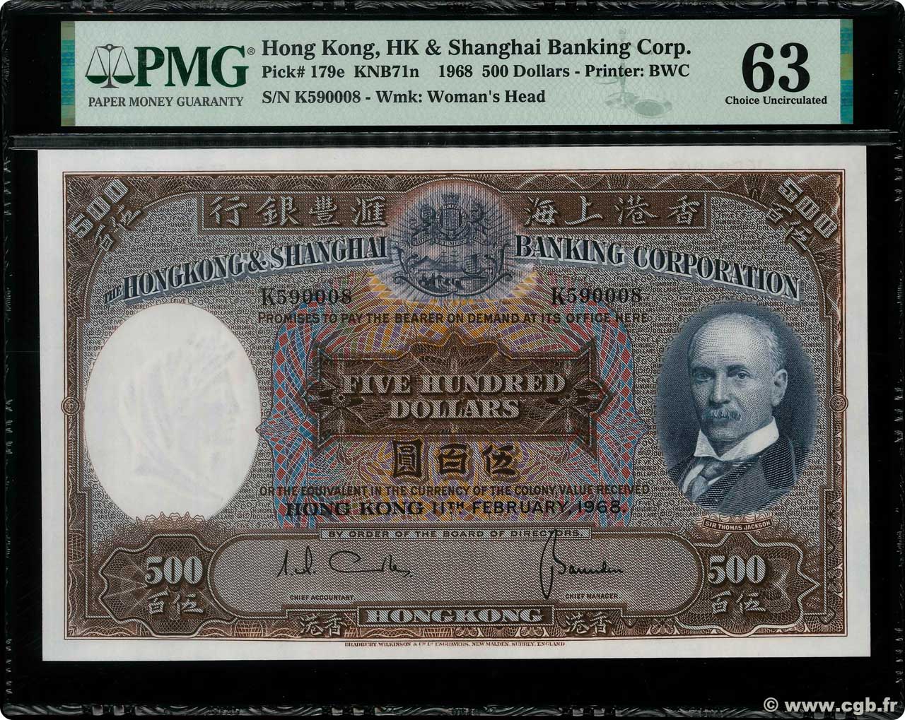 500 Dollars HONG KONG  1968 P.179c pr.NEUF
