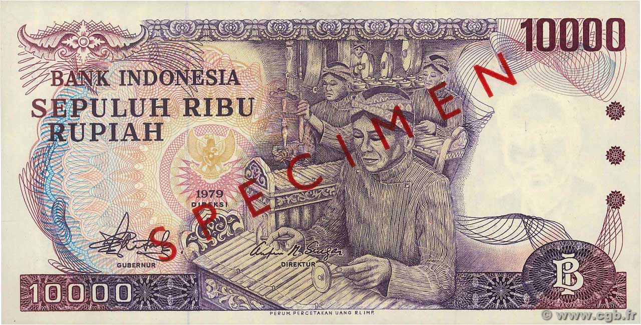 10000 Rupiah Spécimen INDONÉSIE  1979 P.118s SPL+