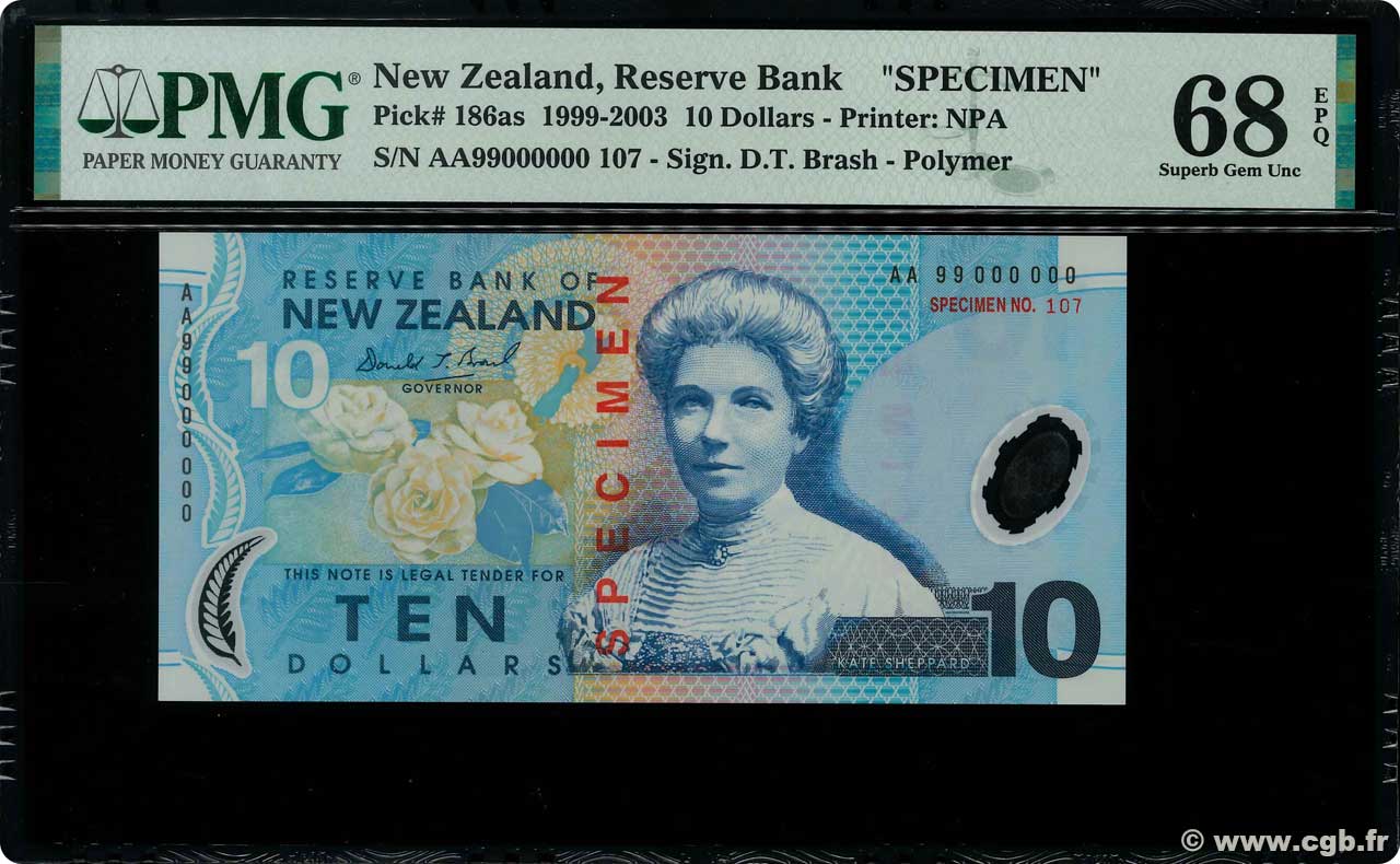 10 Dollars Spécimen NOUVELLE-ZÉLANDE  1999 P.186as NEUF