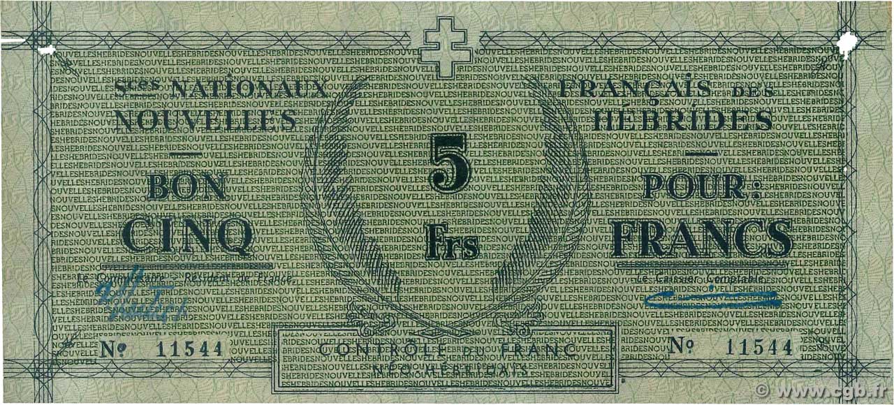 5 Francs NUOVE EBRIDI  1943 P.01 SPL+