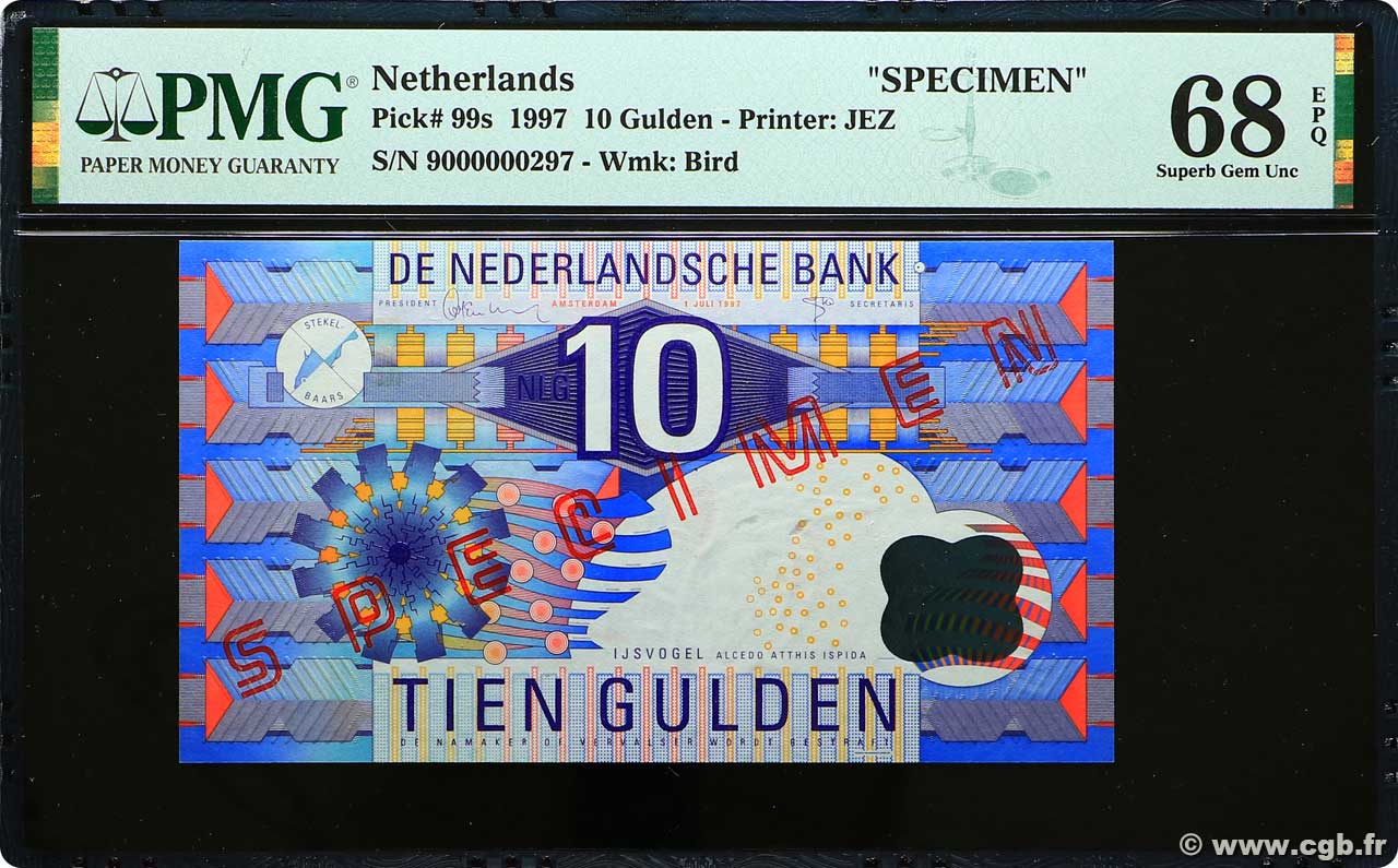 10 Gulden Spécimen PAíSES BAJOS  1997 P.099s FDC