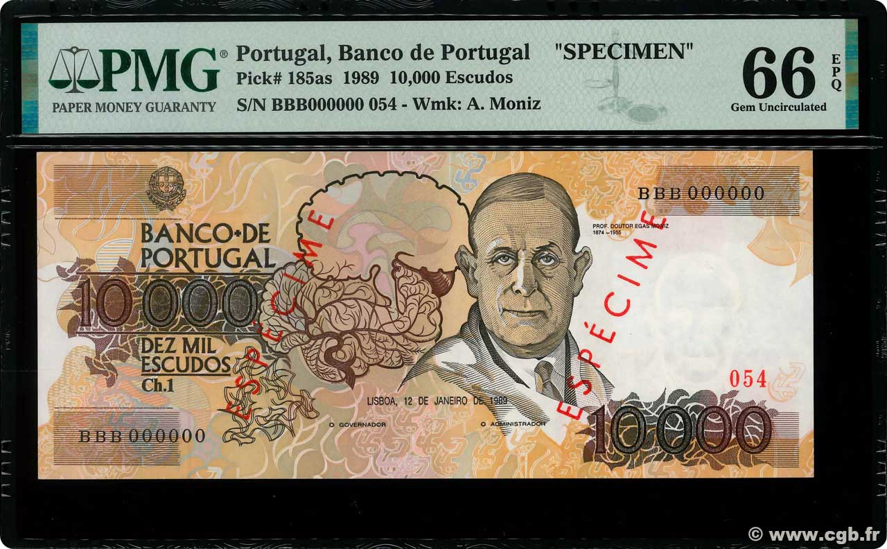 10000 Escudos Spécimen PORTUGAL  1989 P.185as FDC